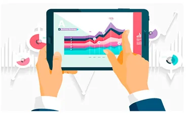 Illustration de consultation de graphiques sur une tablette